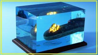 Diorama - Sinking of Kursk. (Epoxy Resin, LED)