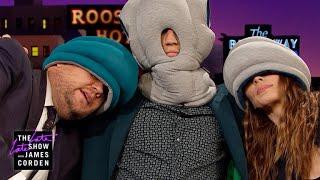 Miles Teller & Whitney Cummings Try Ostrich Pillows