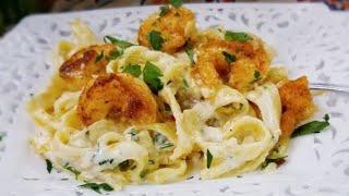 How to make SHRIMP FETTUCCINE ALFREDO / 25 MINUTE MEAL! 