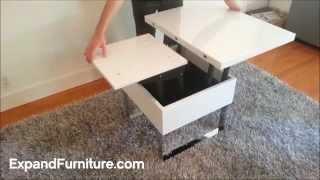 Space saving table demonstration. Lifting and folding. By Expand Furniture