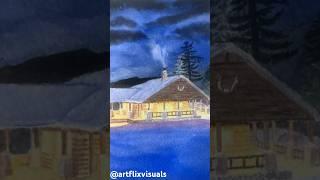 "Cozy Cabin"️️#art #painting #watercolor #artonyoutube  #artwork #artandcraftshorts