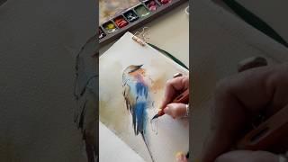Bird watercolor and ink painting #sketch