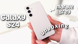 Samsung Galaxy S24 Unboxing (Marble Grey 256GB) | Samsung Cases | Aesthetic | Camera Test