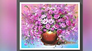 Pink Daisies in a Vase _Acrylic Painting ||Step-by-Step Tutorial For Beginners