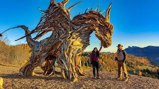 Il DRAGO di VAIA in Trentino, opera di MARCO MARTALAR [ purtroppo è stato distrutto dalle fiamme ]