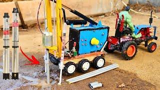 Diy tractor mini borewell drilling machine | submersible water pump | science project