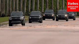 President-Elect Trump’s Motorcade Travels From Mar-A-Lago To Trump International Golf Course