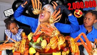 100 Pounds SEAFOOD BOIL MUKBANG CHALLENGE 2 Million Subscriber Celebration | QUEEN BEAST