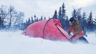 Winter Camping in Snow Storm - Blizzard Wilderness Backpacking the North with Cold Tent (Extended)