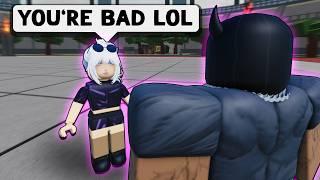 Trolling TOXIC GOJO FAN E-GIRL in ROBLOX Heroes Battlegrounds