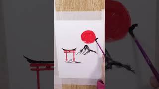 Simple Yet STUNNING Japanese Landscape Painting #painting #japanesepainting #paintingforbeginners