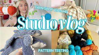 Crochet with me- Pattern testing, fall fibers, and yarn hauls! Studio Vlog