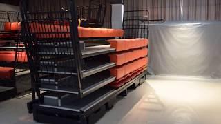 360 degrees moving for retractable seating system, telescopic seating system with battery drive