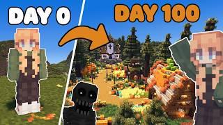  I Survived 100 Days Building a Cozy Halloween Village in Minecraft (w/ Horror Mods)