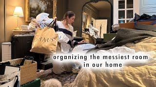 organizing the messiest room in our home