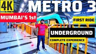 MIND BLOWING FIRST DAY FIRST RIDE ON MUMBAI’S 1st UNDERGROUND AQUA METRO LINE 3 | NEW 4K VIDEO 2024