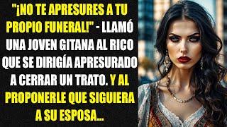 "¡No te apresures a tu propio funeral!" — llamó una joven gitana al rico que se dirigía apresurado..