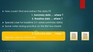 3. Extraction of dichotomous and continuous outcomes & (mean & SD change) calculation.