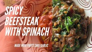Easy Homemade Spicy Beef with Spinach