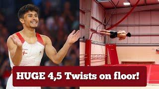 Jake Jarman competes a HUGE 4,5 Twists on floor !!! (Never competed before)