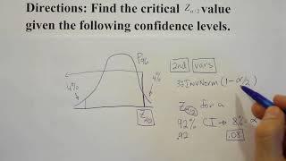 Using a TI - 83 or TI -84 graphing calculator to find z critical values