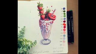 Мастер-класс: рисуем яркий десерт спиртовыми маркерами SKETCHMARKER / Food ullistration