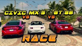 An Unexpected Win!! || Civic VS GT86 VS MX5 Drag Race || Alif GTS || Kashfia Arfa