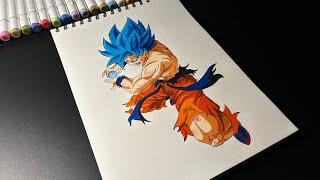 How to draw Goku (Super saiyan blue) step-by-step tutorial | The Creative Crew