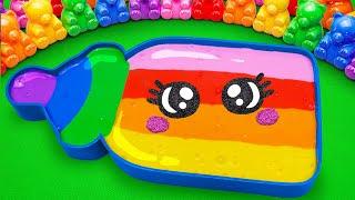 Satisfying Video | How To Make Rainbow Milk Botte Bathtub With Mixing Slime in Rainbow Bear ASMR