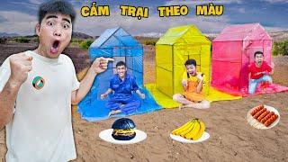 Gấu Đỏ TV - Thử Thách 24H Sống Theo Màu Sắc - Cắm Trại Lều Màu Xanh Với Lều Màu Vàng Và Lều Màu Đỏ