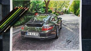 Porsche 911 Carrera 4s (997) | Realistic Car Drawing