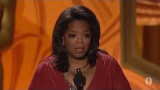 Oprah Winfrey accepts her Jean Hersholt Humanitarian Award at the 2011 Governors Awards