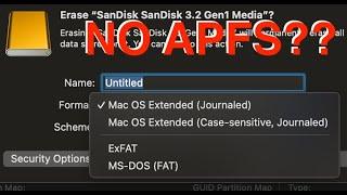 No APFS? on Format SSD?