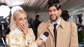 Bad Bunny on His Unique Met Gala Hairdo | Met Gala 2022 With Emma Chamberlain | Vogue