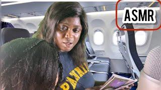 AsmrGum chewing role play, lady on a plane does your hair (Hair loosening,scratching and playing).