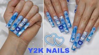 HOW TO: EXTENDO DUCK NAILS I Y2K HELLO KITTY AIRBRUSH HEART NAIL ART I PELCAS AIRBRUSH GUN REVIEW