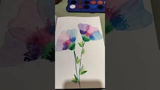 Easy layered watercolor flowers #watercolor #flowerart #paintingstyles #artisticflowers #flowers