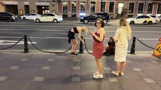 Drunk Girls Tried to Vandalize The Fence of Nevsky Prospekt at White Night in St Petersburg, Russia