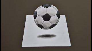 3d drawing soccer ball on paper for beginner