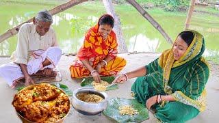 popi kitchen eating CHINGRI POLAO and CHICKEN KOSHA