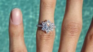 1 Carat Round Moissanite & Diamond Snowflake Ring - Raven Fine Jewelers