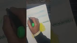 How to draw village seneary oil pastel#yputubeshorts #drawing