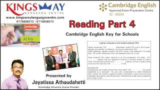 Kingsway Language Centre - Key for Schools - Reading Part   4