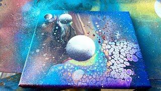 New Galaxy Art!! Fun & Easy Fluid Art & Spray Painted Planets 