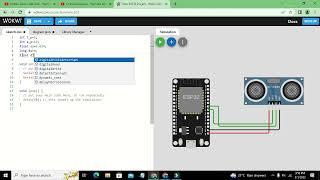 simulation of ultrasonic sensor with esp32 | distance finding circuit simulation in wokwi simulator