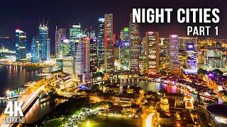 4 HRS Bright Night Cities - Scenic Views with Cheerful Instrumental Music #1 - 4K Unique Planet