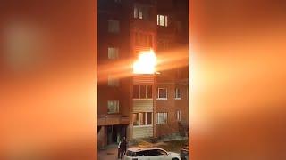 В ЗАТО полыхает балкон. Real video