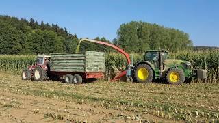 Maishäckseln 2018 mit John Deere 6150 R und Mengele SH 40 H