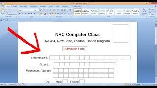How to create an ADMISSION FORM in MS Word?