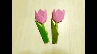 Wie man Tulpe macht. Origami. Die Kunst des Papierfaltens.